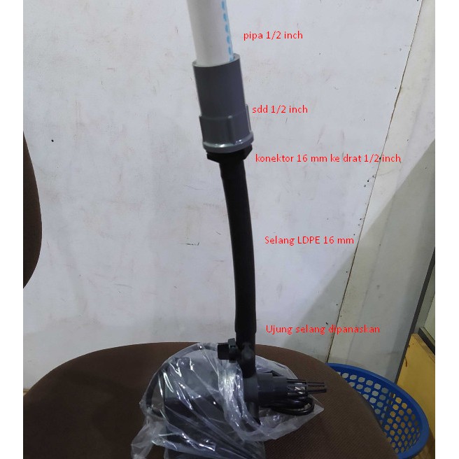 Sambungan Pompa SP 1100 ke Pipa 1/2 Inch