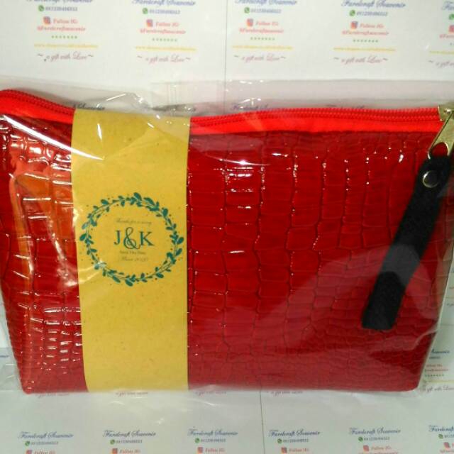 TOKO SOUVENIR POUCH MAKE UP CROCO BESAR FURING LEATHER WEDDING GIFT Ekslusif. POUCH KOSMETIK