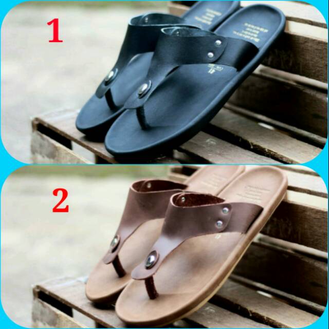 ENOZ X GEOV - Sendal Jepit Casual Pria Original Handmade Slop Sandal Japit Kulit Sapi Asli murah nyaman kuat laki