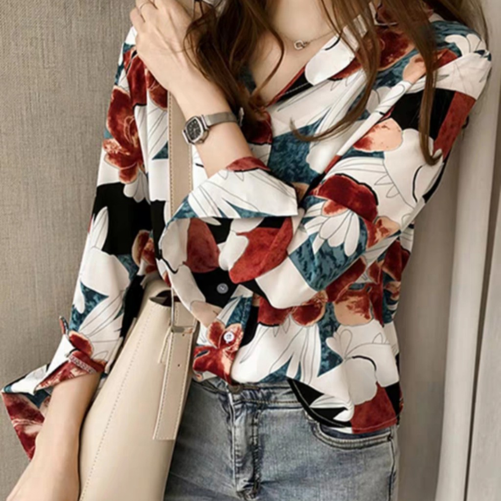 KEMEJA 8290 3M THREE M TM DORINA LAPEL COLLAR SHIRT Wanita NYAMAN DIPAKAI Impor FASHION Import