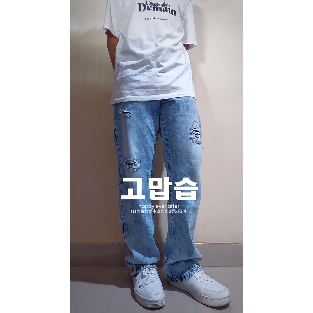 The Don's House Arteesan Washing Denim Loose Fit Pants Corte - Celana Panjang Denim Washing Unisex