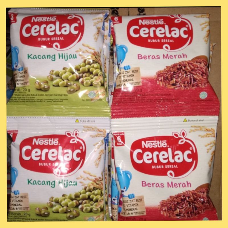 

Nestle Cerelac Kacang Hijau/Beras Merah Renceng isi 8 pcs @20 gr