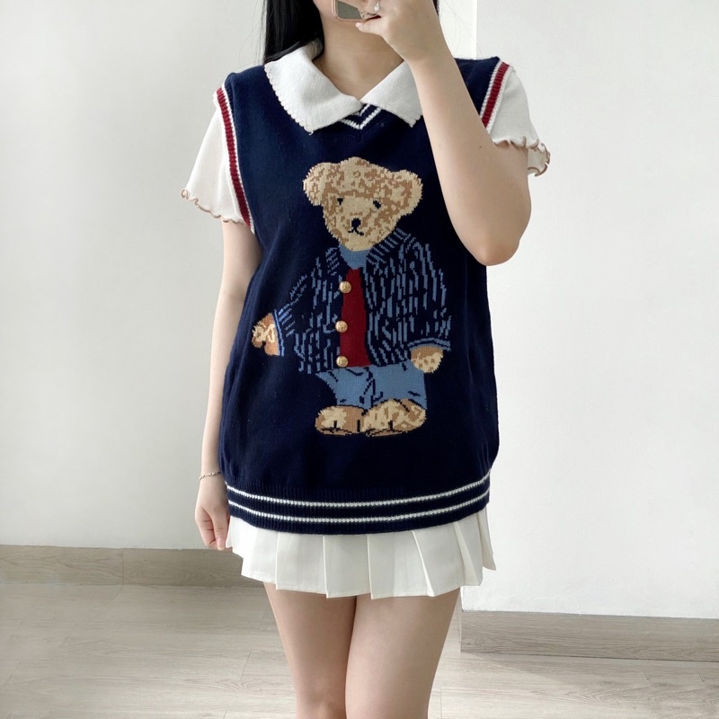 alter.cloth - TEDDIE VEST | Rompi Wanita Vest Korea Premium Knit Import Murah Teddie Bear Beruang Na
