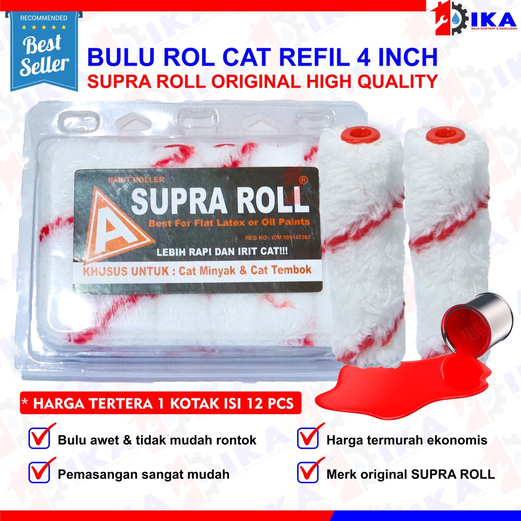 BULU ROLL Kapal &quot;SUPRA ROLL&quot; ORI 100% (Harga per 1kotak isi 1 lusin) Termurah / Cat tembok minyak