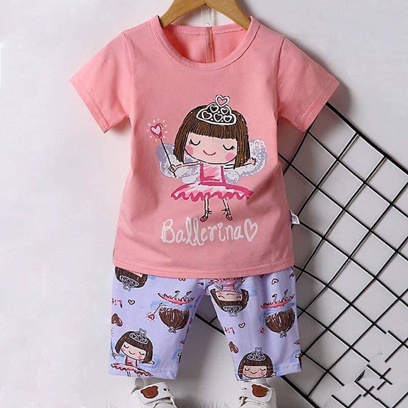 Setelan Santai Anak CewekTerlarisPlaysuit Ballerina Little Girl Set 2in1 (baju, celana)