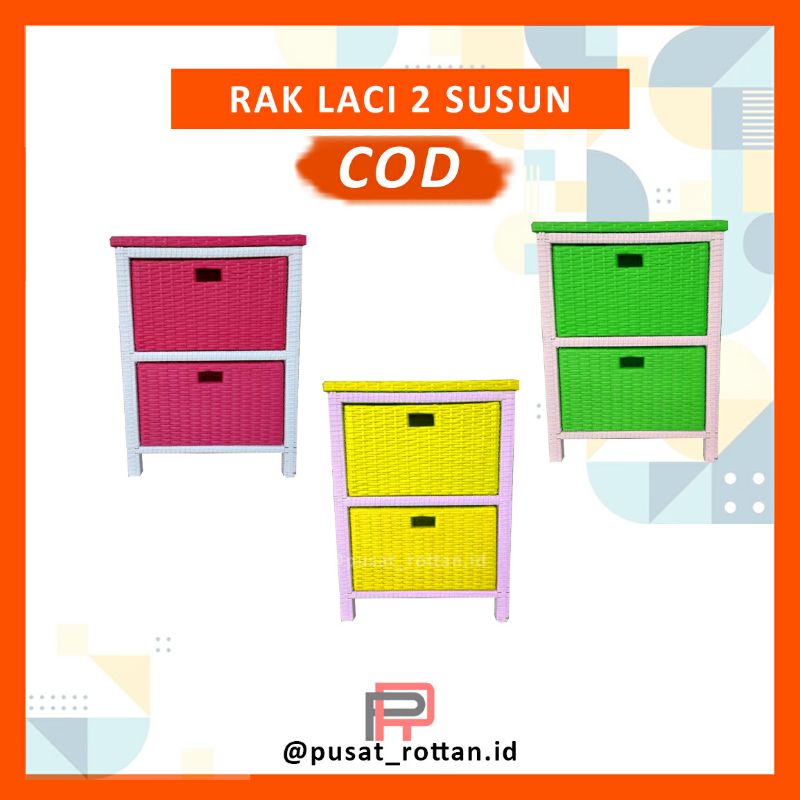 Rak Laci 2 Susun Anyaman Rotan Sintetis
