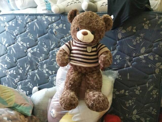 boneka teddy bear sweater mewah 55cm stripe teddy beruang import lembut