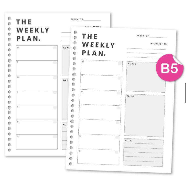 

Loose leaf B5/A5 - The Weekly Plan