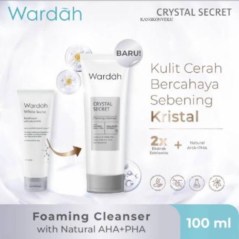 WARDAH Crystal Secret Foaming Cleanser 100 ML / Wardah White Secret Cuci Muka ORIGINAL BPOM