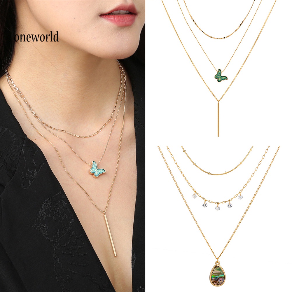 Kalung Rantai Klavikula Multilayer Model Kupu-Kupu Rumbai Gaya Bohemian Untuk Wanita