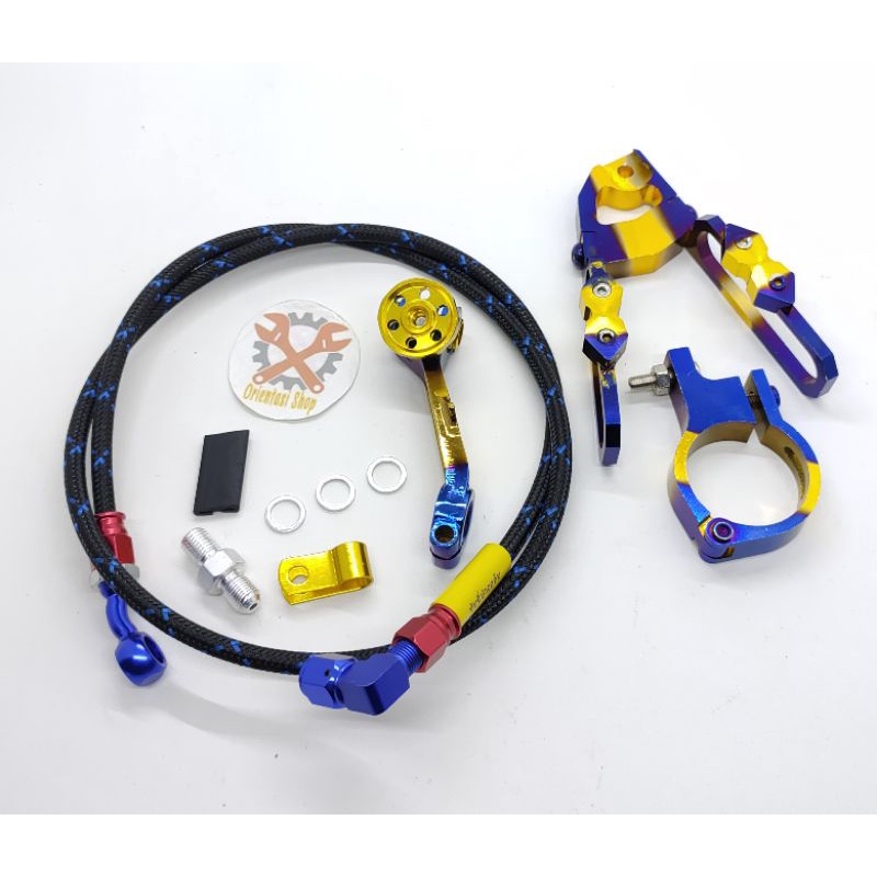 Selang rem depan serat NON PSI 95CM+kleman selang+paha rem  universal motor matic &amp;bebek
