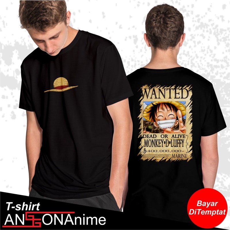 Kaos Pria Anime Onepiece katun combed hitam