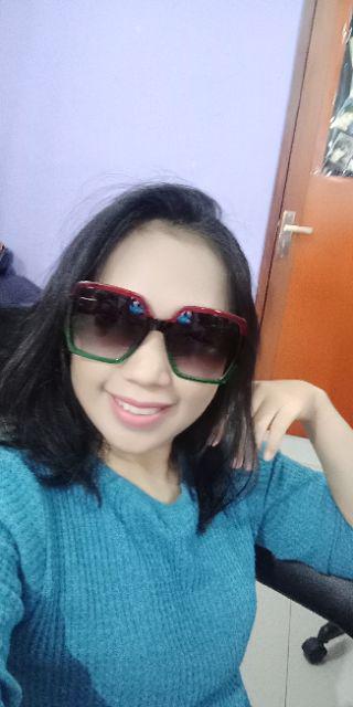 [bayar Di Tempat]kacamata Sunglass Bentuk Kotak Gaya Retro Untuk Wanita