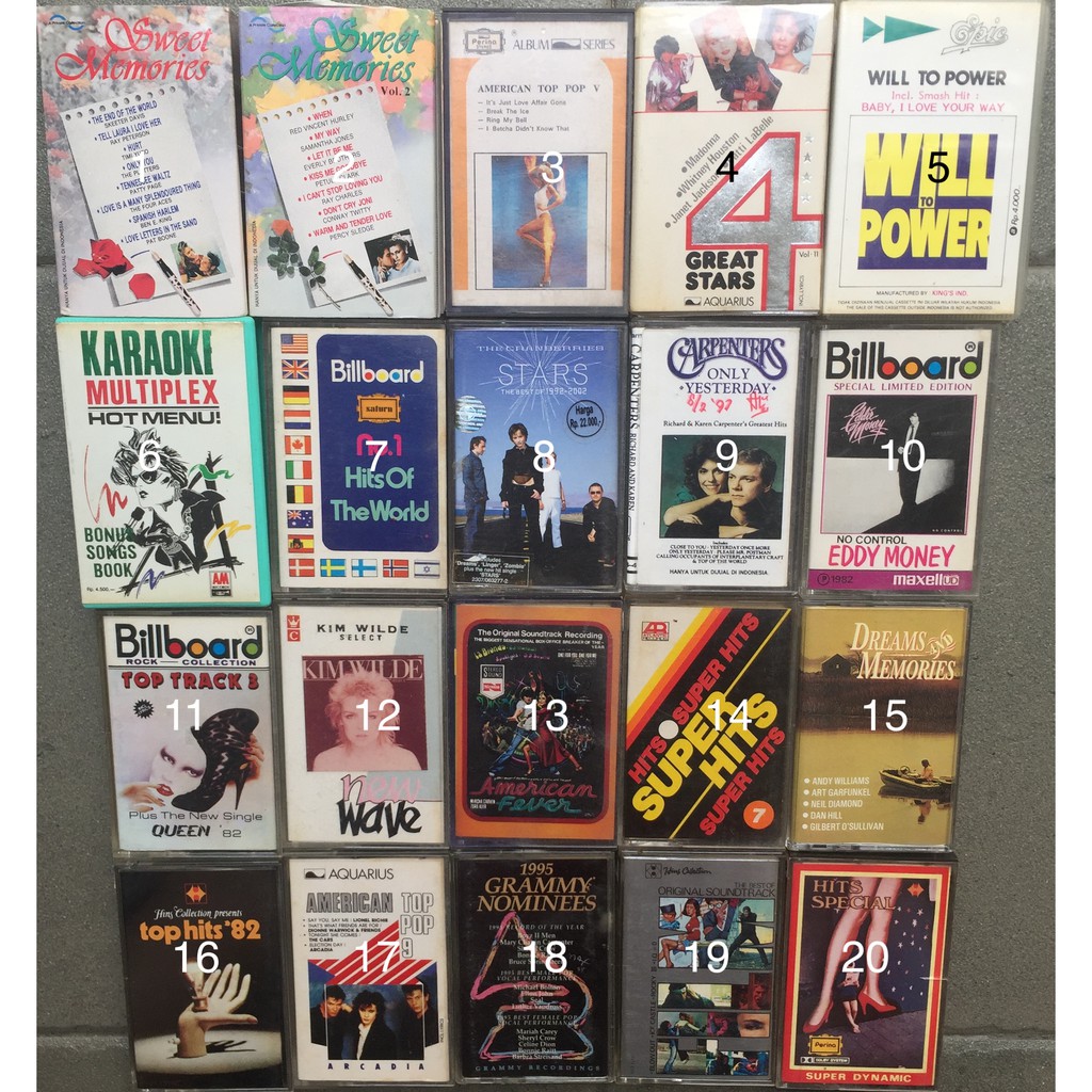 1-20 Kaset Musik Pita Pop/R&B/Kompilasi Billboard/Soundtrack Film