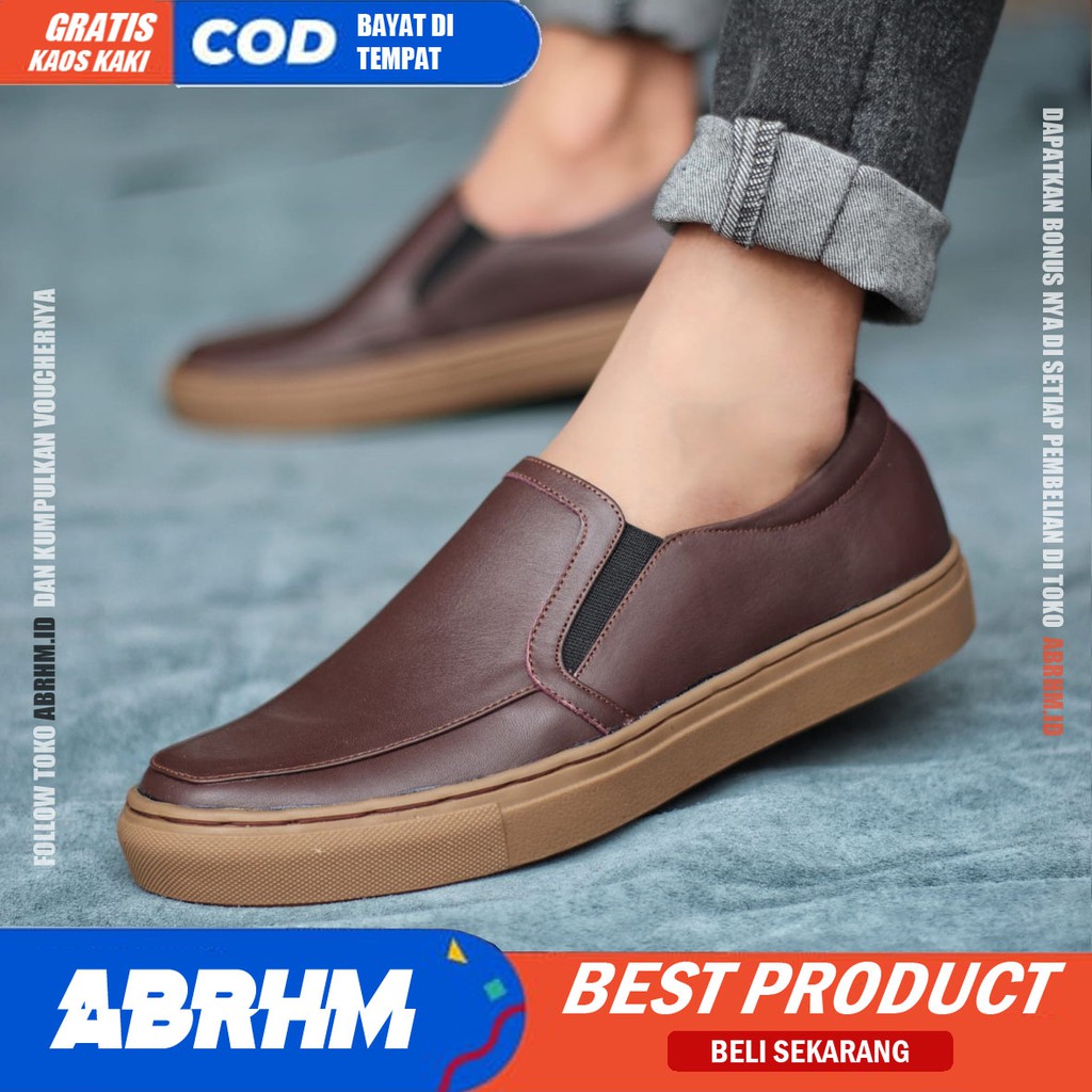 ABRHM x JIMAN Sepatu Kasual Pria Sepatu Kerja Pria Kantor Sepatu Pria Casual Cowok / Cowo Sepatu Casual kekinian Santai Gaya Keren Original Terlaris