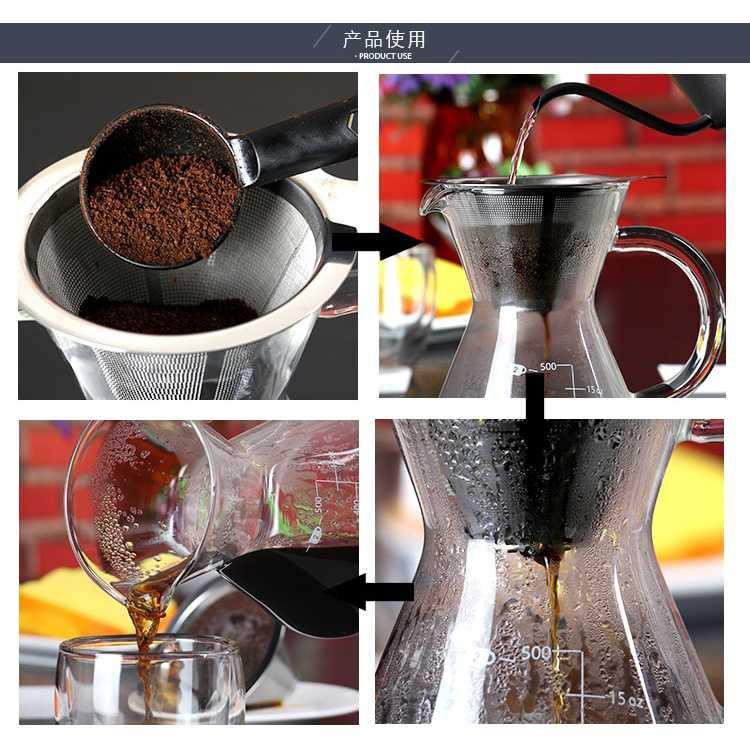 OHFIN Coffee Maker Pot V60 Teko Kopi Barista 600ml + Filter - YD-KT001 [Transparan]