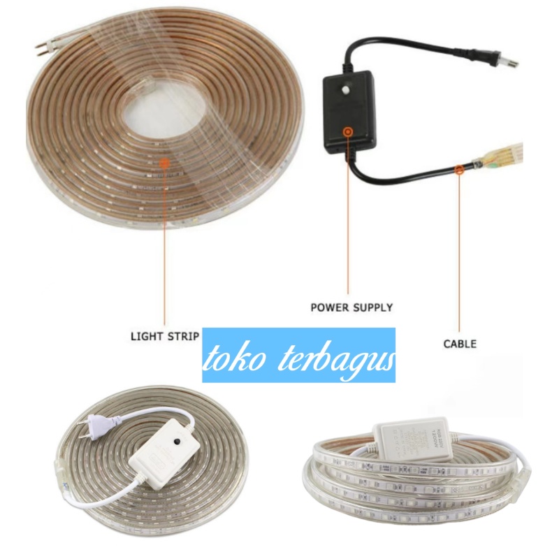 Lampu LED STRIP SELANG 3528 2835 10M 220v 10 M METER 5050 OUTDOOR RGB