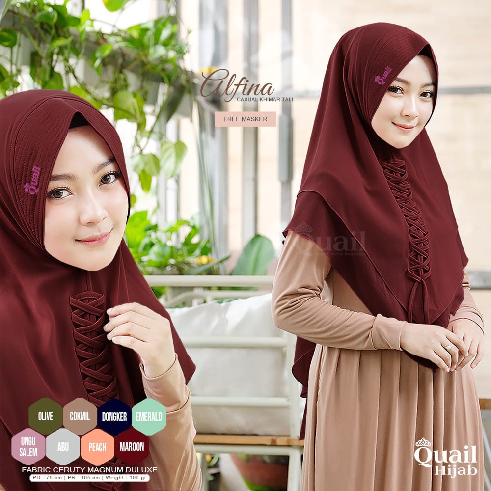 Khimar Alfina  By Quail Hijab - Khimar Instan Cerruty Double Layer