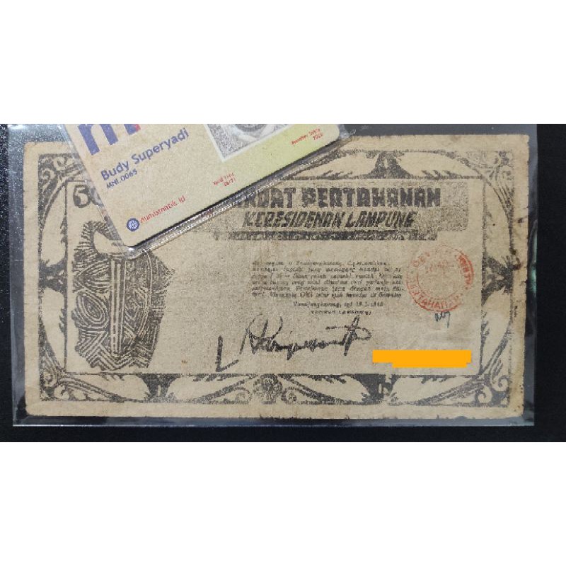 Mandat Pertahanan Lampung Rp 50 1948 Orida Lampung Jarang dan Sulit