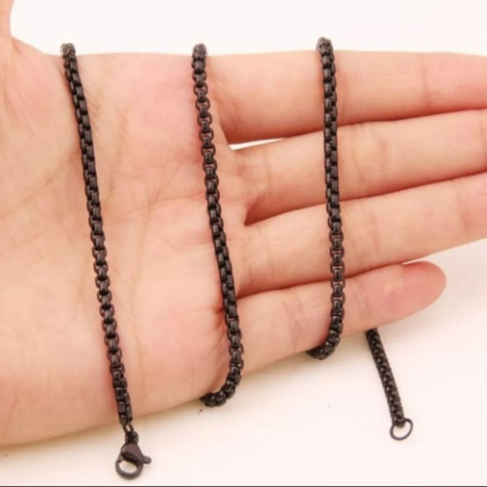 Kalung titanium Rantai hitam pria cowok-keren &cool ORIGINAL