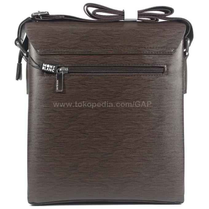 TAS SELEMPANG PRIA KANTOR CASUAL IMPORT BRANDED | MONTBLANC 6688 BROWN - Hitam