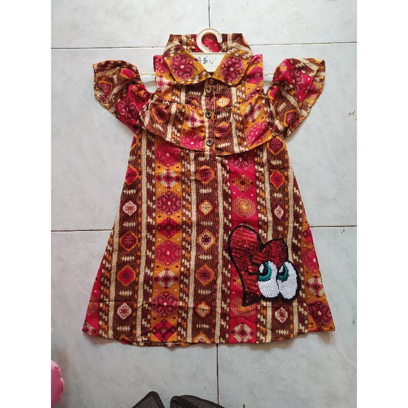 DRESS SABRINA MOTIF SONGKET/ DASTER ANAK