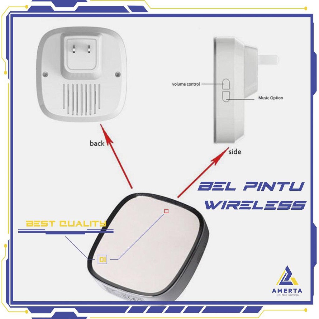 Bel Pintu Wireless Doorbells Waterproof | 36 Nada |1 PCS Receiver