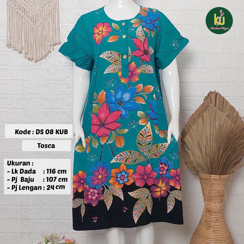 Bisa COD DS08 KUB | Daster Batik Kencana Ungu Asli Label Biru | Baju Santai Tidur Wanita Dewasa Kancing Depan Busui Friendly Motif Terbaru-4