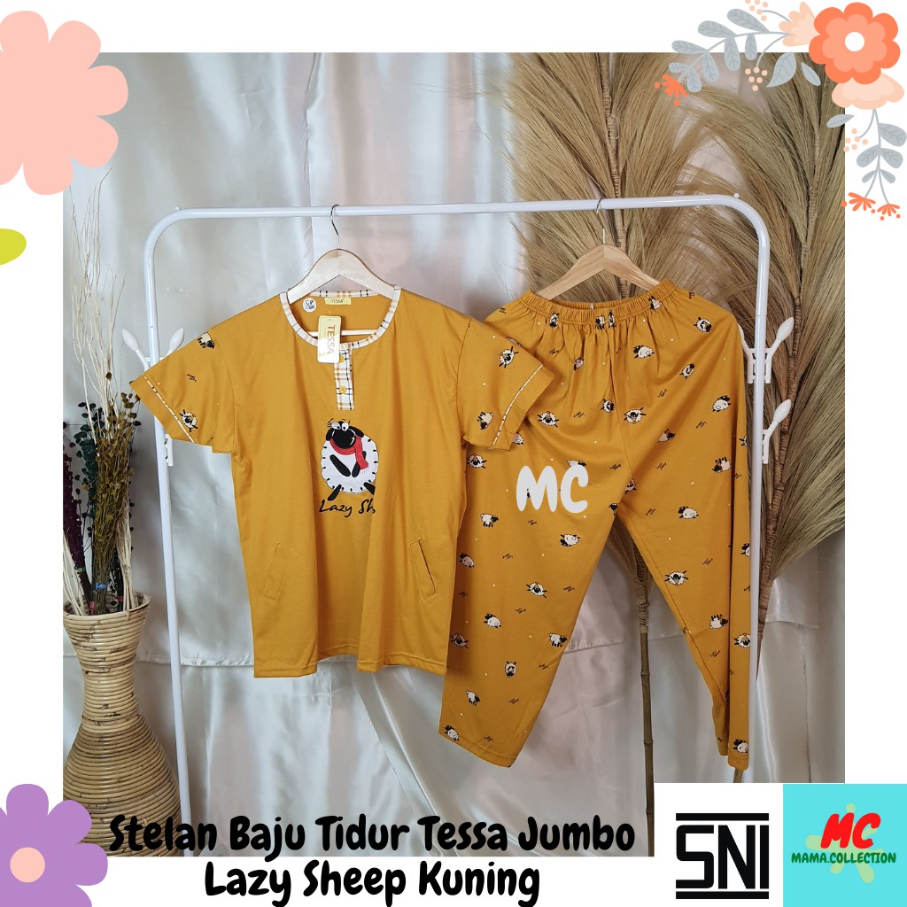 Stelan Baju Tidur Cp Tessa Jumbo Lazy Sheep Kuning (1 Set) Mama.Collection
