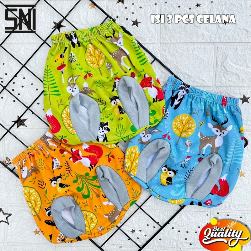 3 PCS Celana Pop Bayi  Celana Kacamata Bayi Baru Lahir Celana Pop Fullprint Bayi Celana Lucu Bayi Newborn DNW BABY