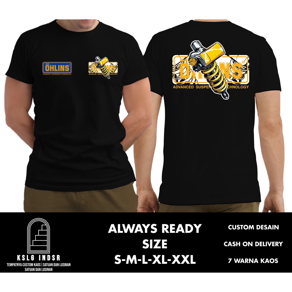 Kaos Baju OHLINS Suspension Kaos Motor Hedon Depan Belakang