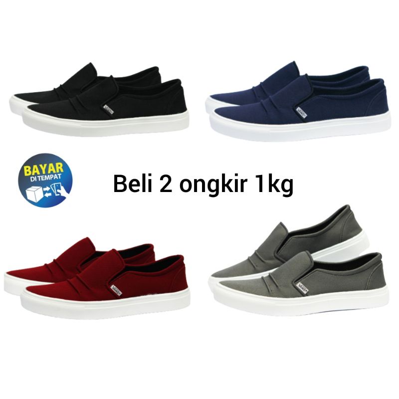 sepatu peria terbaru slip on sepatu ven murah sepatu cowo cw sepatu slip on sepatu hitam bisa cod