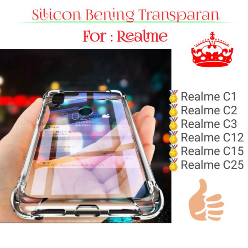 Case Realme C1 C2 C3 C12 C15 C25 Silicon Softcase Bening Transparan Casing Cover Silikon Clear