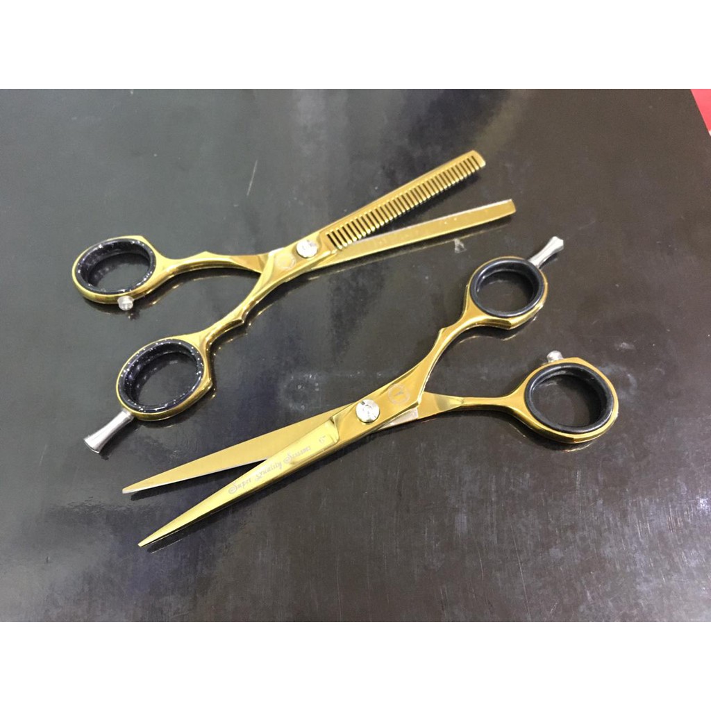 

Gunting GOLD 1 Set Potong & Gerigi sasak Zig Zag Penipis