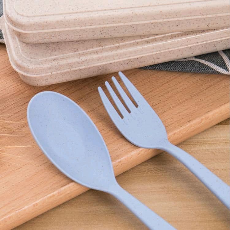 Set Peralatan Alat Makan 3 in 1 Serat Gandum / Wheat Cutlery Set 3 in 1 Sendok Garpu Sumpit