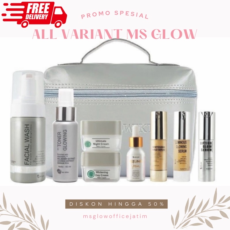 MS GLOW WHITENING PAKET WAJAH , LUMINOUS , ACNE , ULTIMATE, DAY CREAM, NIGHT CREAM, FACE WASH, TONER