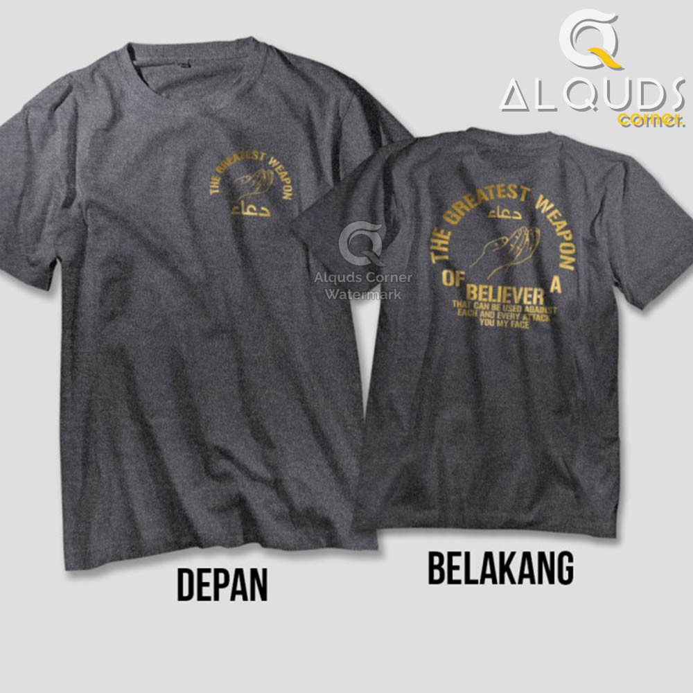 Kaos Santri Muslim Premium DOA GREATEST WEAPON / Baju Distro Dakwah Islami Sahabat Nabi / 3490-4