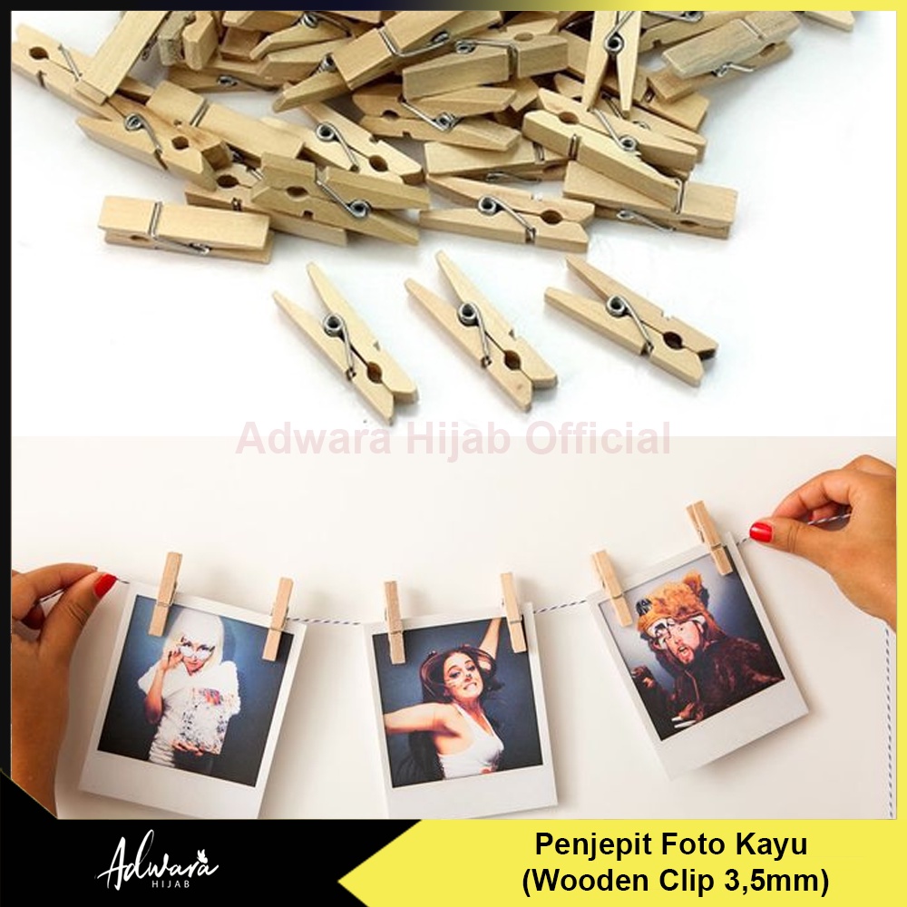 Jepitan Foto Kayu Polos / Penjepit Foto Polaroid Wooden Clip