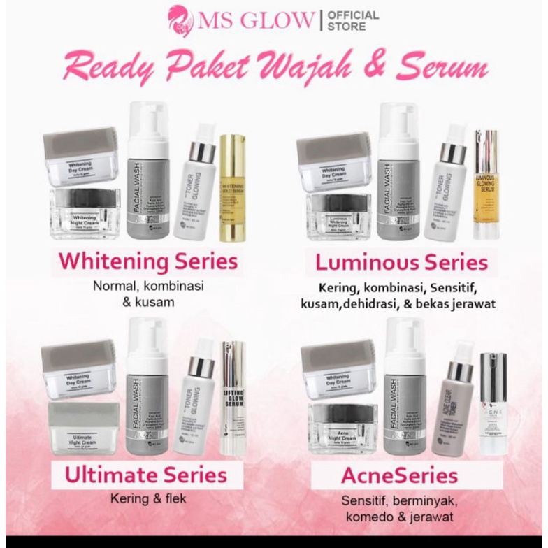 Paket MS Glow acne+serum/ultimate+serum/luminous+serum