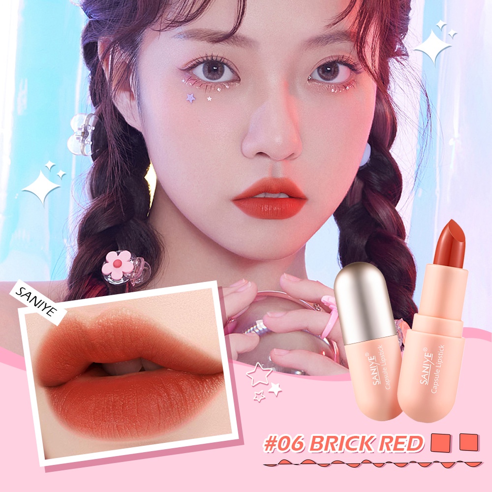 （COD）SANIYE 6 Warna Lipstik Velvet Matte Lipstik Tahan Air Tahan Lama