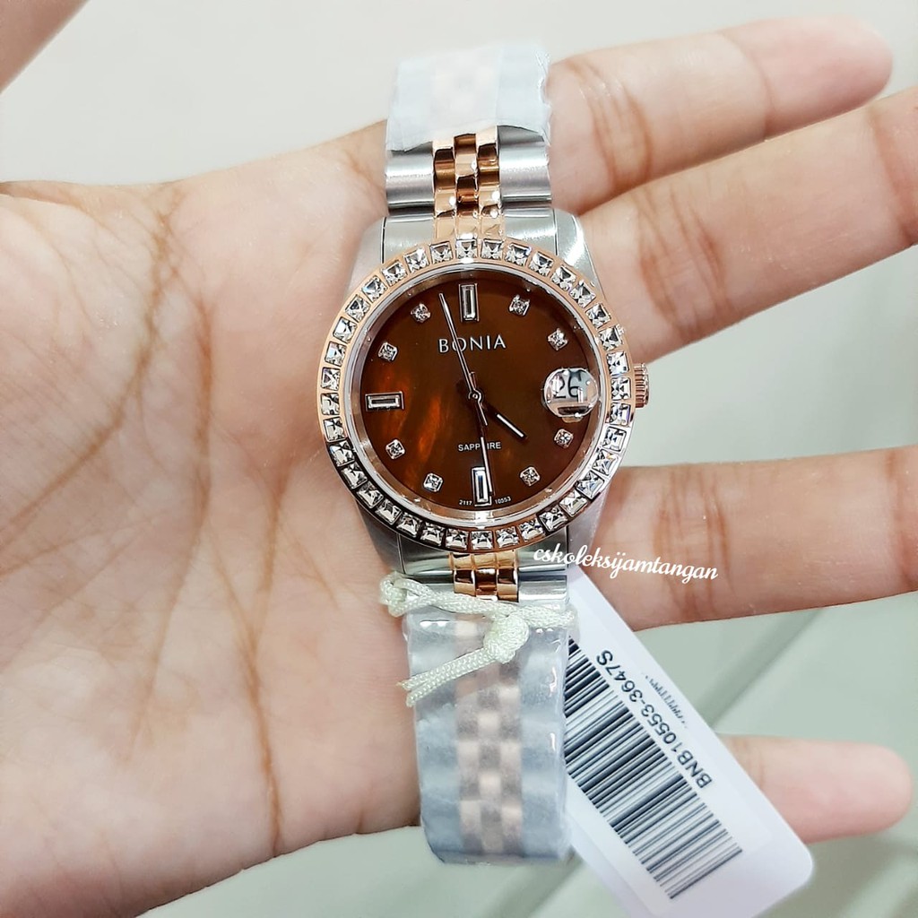 JAM TANGAN WANITA BONIA BNB10553-3647S SAPPHIRE BROWN DIAL ORIGINAL