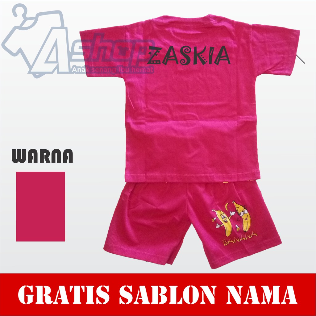 Baju Anak Setelan BANANA Kaos Perempuan Murah Gratis Custom Nama ko