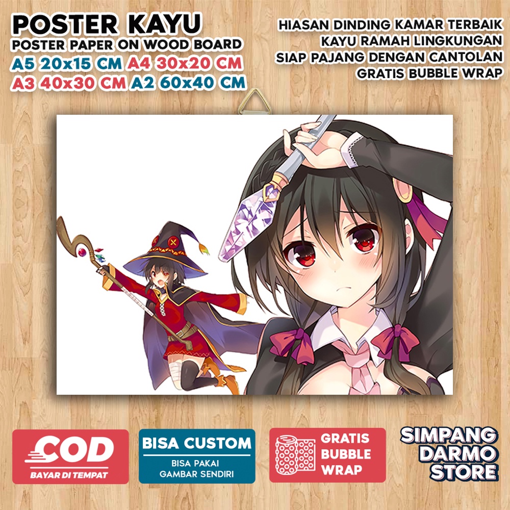 Jual Poster Kayu Konosuba Cute Aestehic Tema Anime Isekai Wibu Waifu