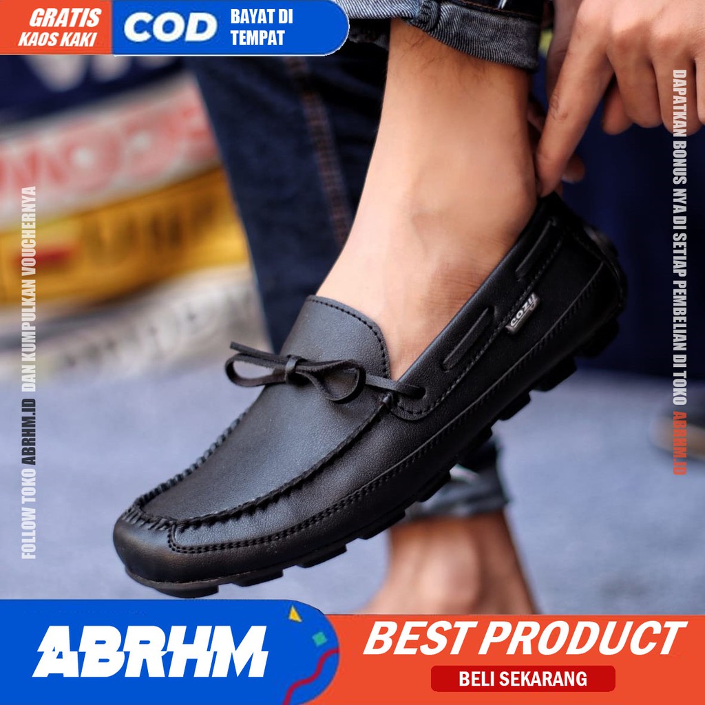 ABRHM X HOSTO Sepatu Casual Slip On Pria  Sepatu Pria Casual Pantofel Anti Slip Kantor Cowok mocasin Sepatu Kasual Kuliah Kondangan Gaya Santai Keren Kekinian Original Murah Terlaris