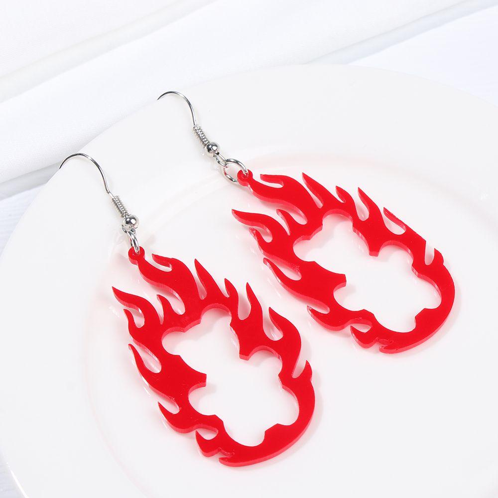 Solighter Flame Earring Hadiah Akrilik Kepribadian Kreatif