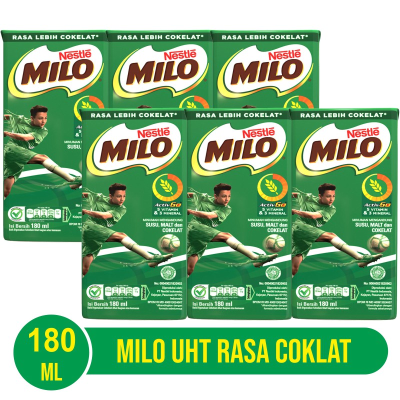 Milo Activ Go UHT Rasa Lebih Cokelat 180ml (6pcs)