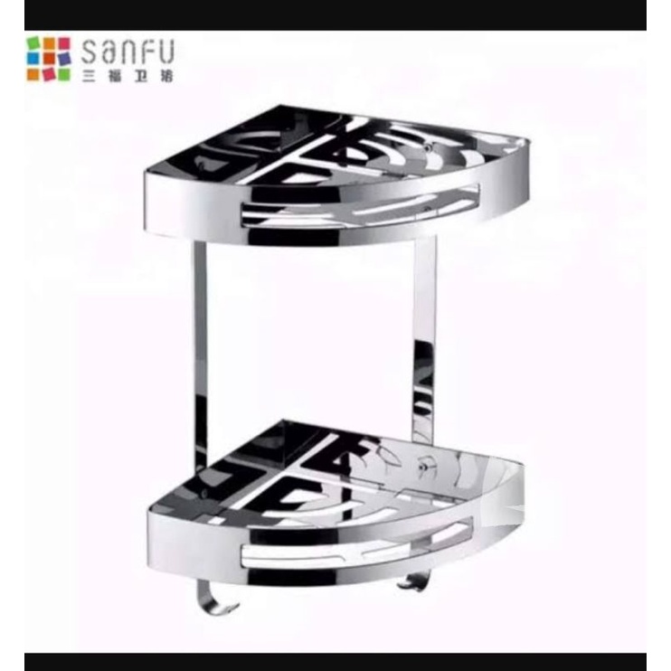 rak sudut dinding kamar mandi 2 susun stainless 304 IGM