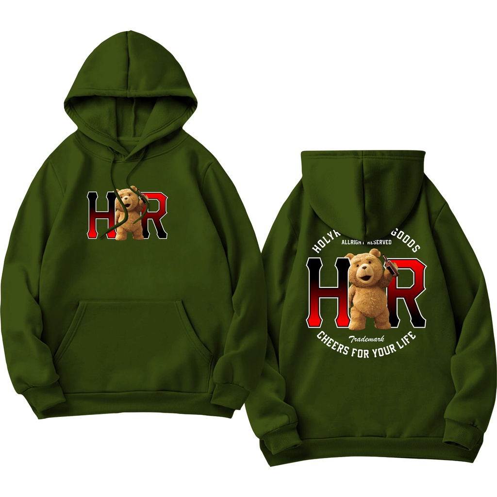 Sweater Hoodie HLRD Sablon DTF Fleece Cotton II Holyrider Jumper Hoodie HR Beruang Cheers II  M-XXL (Pria &amp; Wanita) Free stiker&amp;Gantungan Kunci