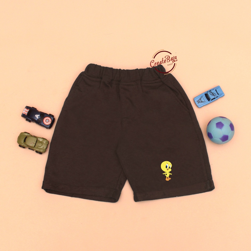 CELANA PENDEK ANAK MOTIF TWEETY BABY TERRY CELANA SANTAI ANAK LAKI 1-5 TAHUN FASHION TERMURAH