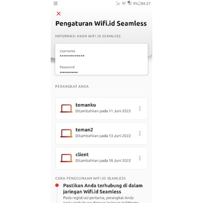 akun wifi id seamless hanya 5 slot